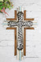 Rustic Western Faux Wood Blessed Faith Love Hope Family Grace Layered Wall Cross