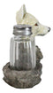 White Wolf Head By Woodlands Forest Glass Salt & Pepper Shakers Holder Figurine