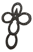 Cast Iron Rustic Western Horseshoes And Lone Star Christian Wall Cross Plaque