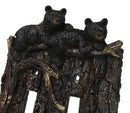 Set of 2 Rustic Forest Black Bears Climbing Tree Double Toggle Switch Covers