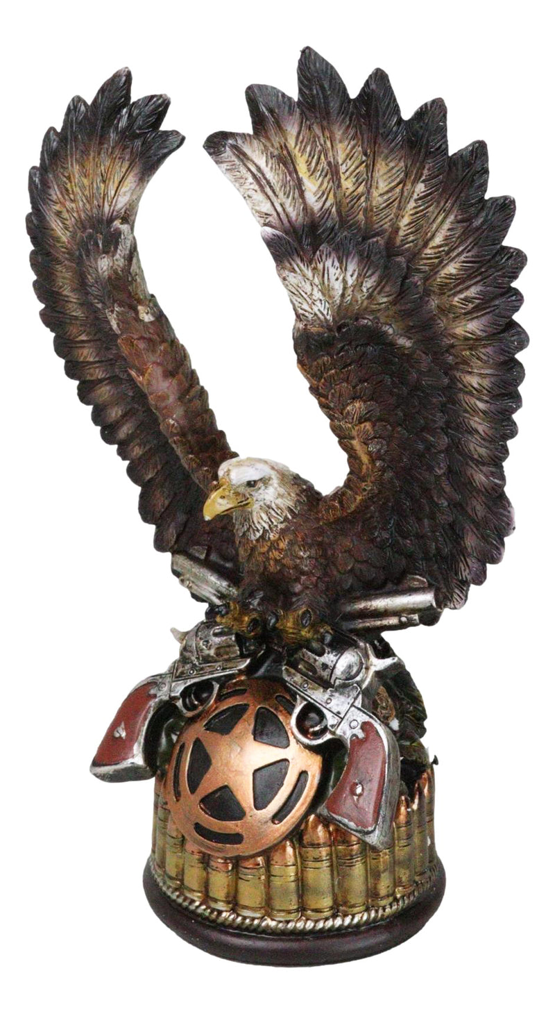 Patriotic Eagle With Open Wings On 2 Pistols Western Star and Bullets Figurine