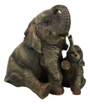 Jungle Shower Safari Savanna Elephant Mother and Calf with Trunks Up Figurine