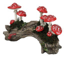 Enchanted Fairy Garden Toadstool Mushrooms Forest On Moss Tree Log Figurine