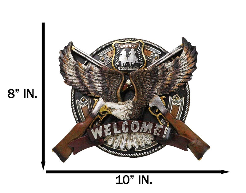 Western Bald Eagle With 2 Rifle Shotguns Cowboy Party Welcome Wall Decor Plaque