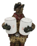 Western Texas Cowboy Armadillo Spice Sheriff Salt And Pepper Shakers Holder