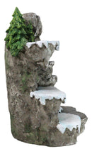 Snow Capped Wolf Den Rocky Cave Lair With Pine Trees LED Display Stand Sculpture