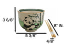 Bamboo Forest Green Panda Bear Ceramic Donburi Ramen Bowl With Chopsticks Set