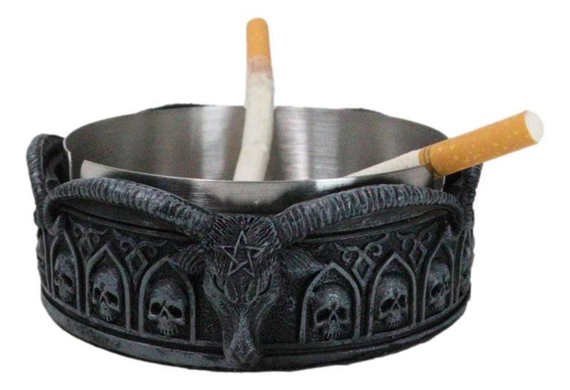 Occultic Pentagram Sabbatic Goat Idol Baphomet Tomb Skulls Cigarette Ashtray