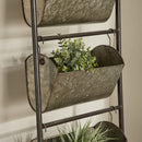 73"H Rustic Galvanized Iron Metal Farmhouse Planter 5 Bucket Tiered Ladder Decor