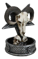 Gothic Ram Skull Inverted Pentagram On Skulls Grave Backflow Incense Cone Burner