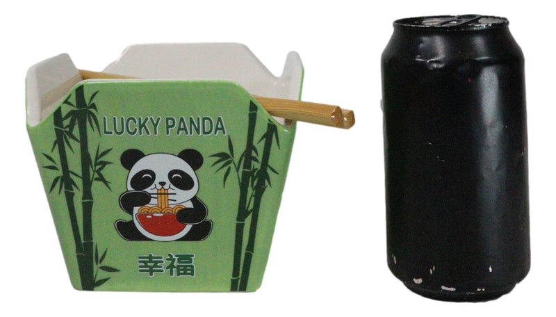 Lucky Panda With Bamboo Ramen Takeout To Go Box Serving Bowl With Chopsticks Set