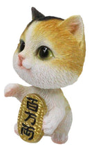 Japanese Fortune Charm Maneki Neko Calico Beckoning Cat Bobblehead Figurine