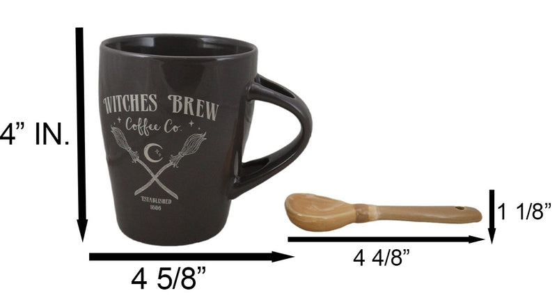 Wicca Sacred Moon Crossed Broomsticks Witches Brew Coffee Co Mug And Spoon Set