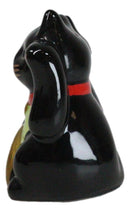 Black Lucky Fortune Japanese Maneki Neko Cats Ceramic Salt Pepper Shakers Set