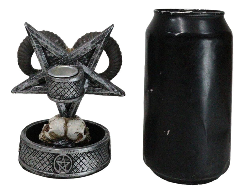 Gothic Ram Skull Inverted Pentagram On Skulls Grave Backflow Incense Cone Burner