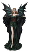 Gothic Enchantress Emerald Fairy In Corset Gown with Ravens Large Figurine