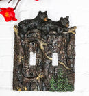 Set of 2 Rustic Forest Black Bears Climbing Tree Double Toggle Switch Covers