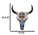 10"H Turquoise Red Teardrop Gems Mosaic Southwest Steer Cow Skull Wall Decor