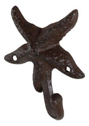 Cast Iron Rustic Starfish Sea Stars Wall Hanger Coat Jacket Towel Hook Set Of 3