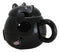 Whimsical Black Chubby Feline Kitty Cat Cup Mug With Lid And Stirring Spoon