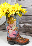 Rustic Western Mermaid Starfish And Sea Turtle Cowgirl Boot Utensils Flower Vase