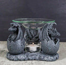 Fantasy Trio Gargoyle Dragons in Eggs Hatchling Candle Oil Burner Figurine