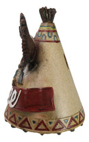 Rustic Southwestern Tribal Indian Teepee Hut Eagle Money Piggy Bank Figurine