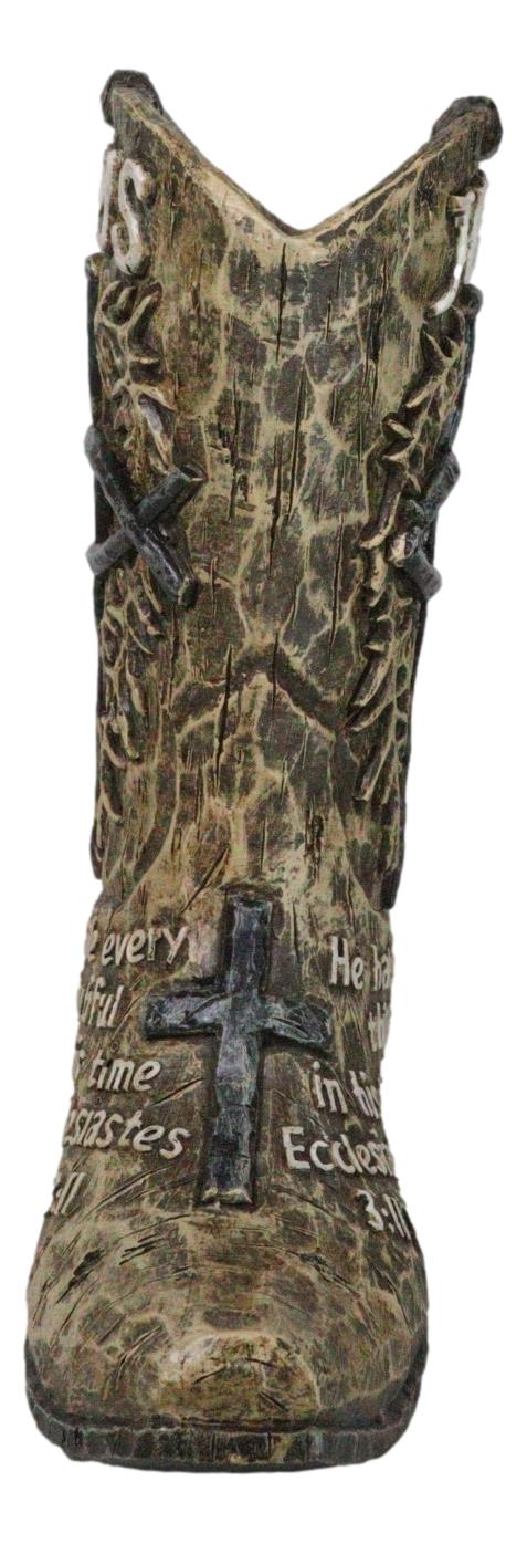 Western Spike Nail Ichthys Fish Crown Of Thorns Jesus Cowboy Boot Vase Holder