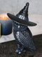 Wiccan Gothic Pentagram Black Owl With Triple Moon Skull Witch Hat Figurine