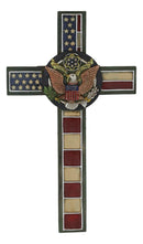 Rustic Western American Flag Army With Eagle Great Seal Memorial Wall Cross