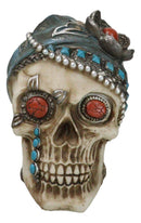 Lady Madame Boudoir Gothic Camo Turquoise Jewelry Skull W/ Red Eyes Figurine