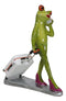 Airport Sky Traveler Lady Frog Wearing Red Heels And Pulling A Suitcase Figurine