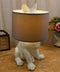 Whimsical Cute White Hiding Dog Desktop Bedside Table Lamp With Fabric Shade 17"