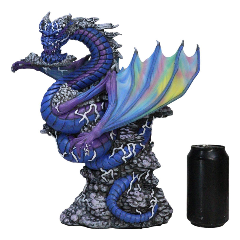 Ryvthys Air Elemental Blue Wind Rainbow Winged Dragon On Lightning Clouds Statue