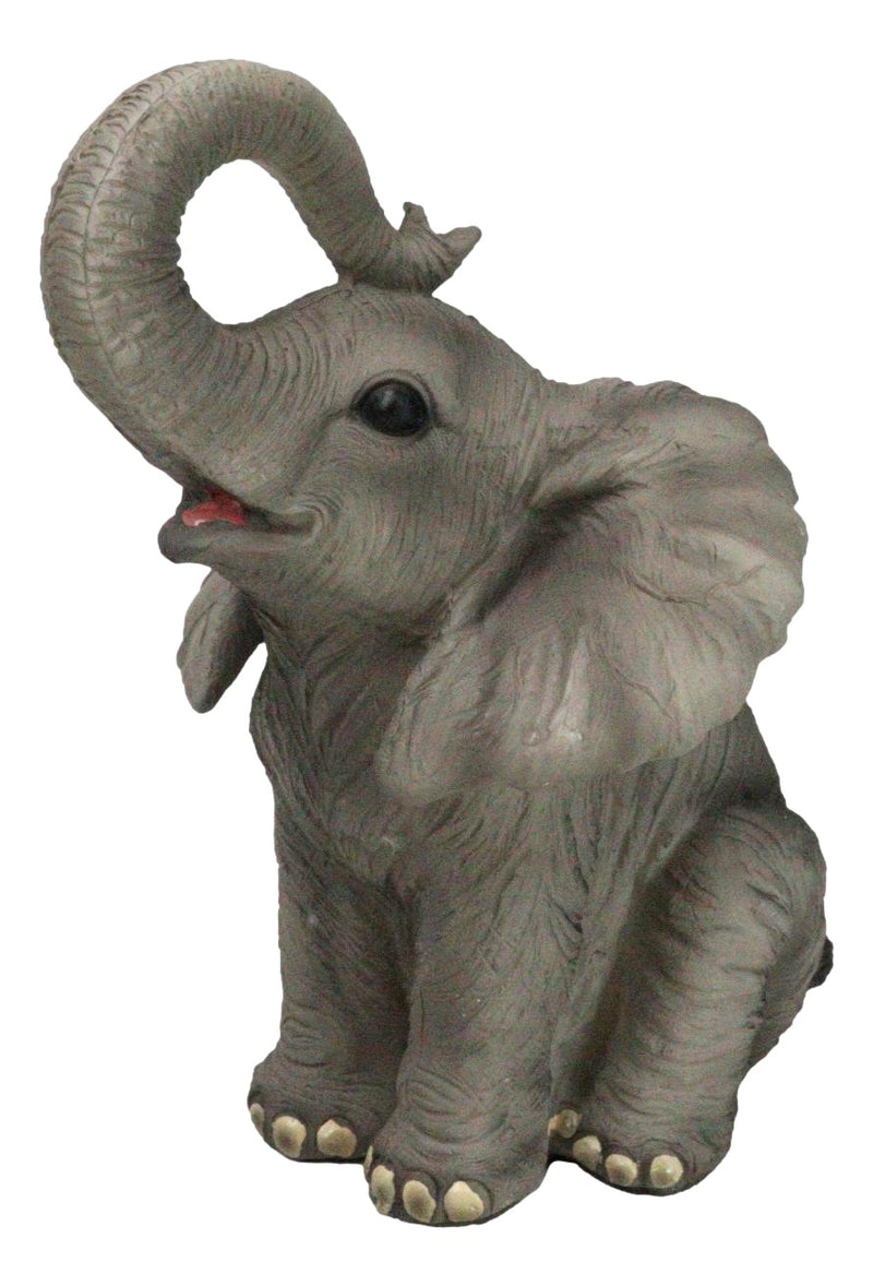 Safari Savanna Grasslands Wildlife African Bush Elephant Lifting Trunk Figurine