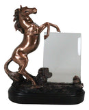 Country Rustic Rearing Horse Equine Beauty Picture Frame 4"X6" Bronzed Figurine