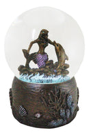 Marine Ocean Atlantis Goddess Mermaid Playing With Dolphin Water Globe Figurine