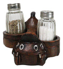 Country Western Faux Leather Cowboy Horse Saddle Salt Pepper Shakers Holder