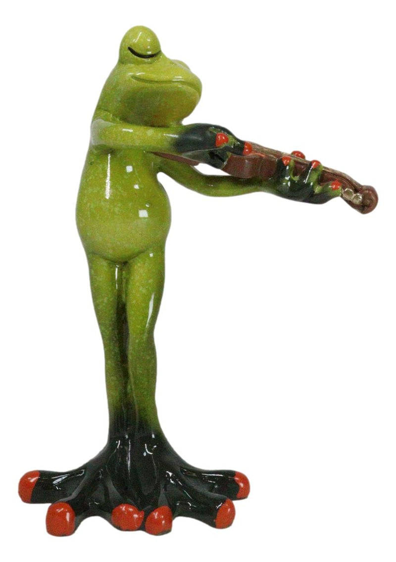 Classical Strings Symphony Green Toad Frog Playing The Violin Figurine