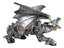 Roaring Steampunk Silver Robotic Cyborg Winged Geared Clockwork Dragon Figurine