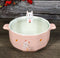 Ceramic Pink Rabbit With Carrots 30oz Noodle Dessert Food Bowl W/ Glass Lid