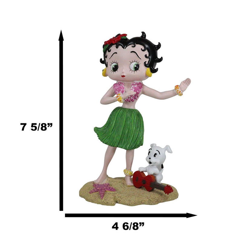 Ocean Hawaii Aloha Betty Boop Hula Dancing with Pudgy Dog and Ukulele Figurine