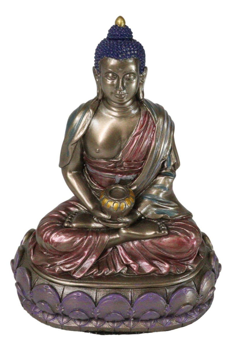 Eastern Enlightenment Meditating Buddha Shakyamuni On Lotus Throne Altar Statue