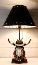 Rustic Western Cow Skull With Cowboy Hat And Red Scarf Table Lamp With Shade