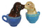 Ceramic Chocolate And Fawn Teacup Labrador Puppy Dogs Salt Pepper Shakers Set