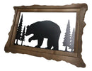 20"L Rustic Scenic Forest Black Bear Silhouette Metal And Wood Framed Wall Decor