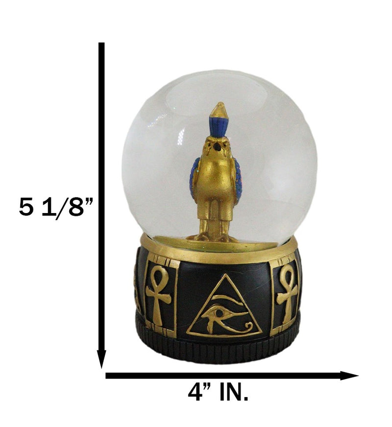 Ancient Egyptian Hieroglyphic Eye of Horus Ankh and Falcon Bird Water Globe