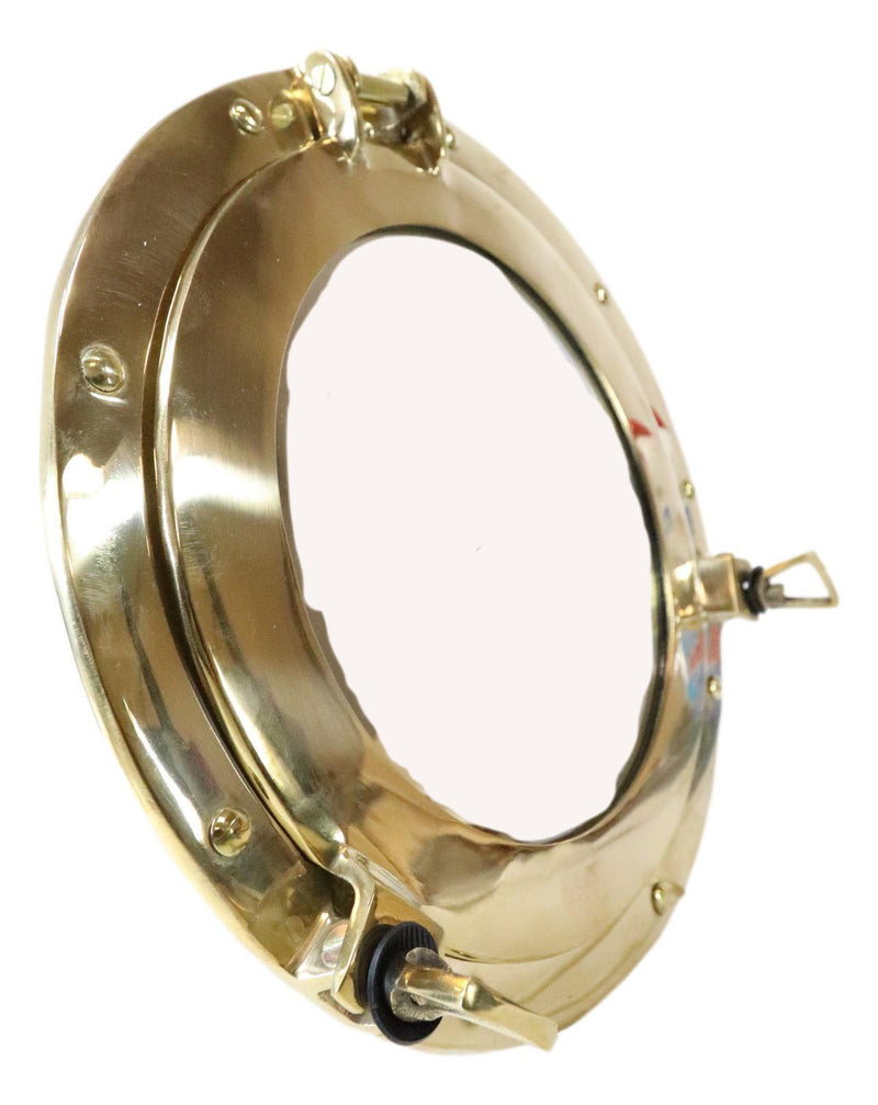 Antique Brass Gold Nautical Marine Ship Porthole Vanity Desktop Table Mirror