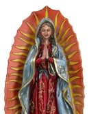 Colorful Devotional Blessed Virgin Our Lady of Guadalupe Statue With Ornate Base