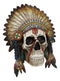 Native American Indian Chief Warpath Skull with Headdress Wall Decor Plaque